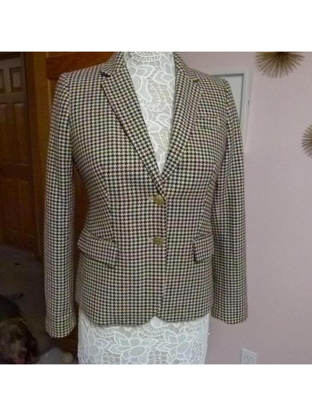 J Crew mutli color poly wool lined blazer 4 burgundy cream black